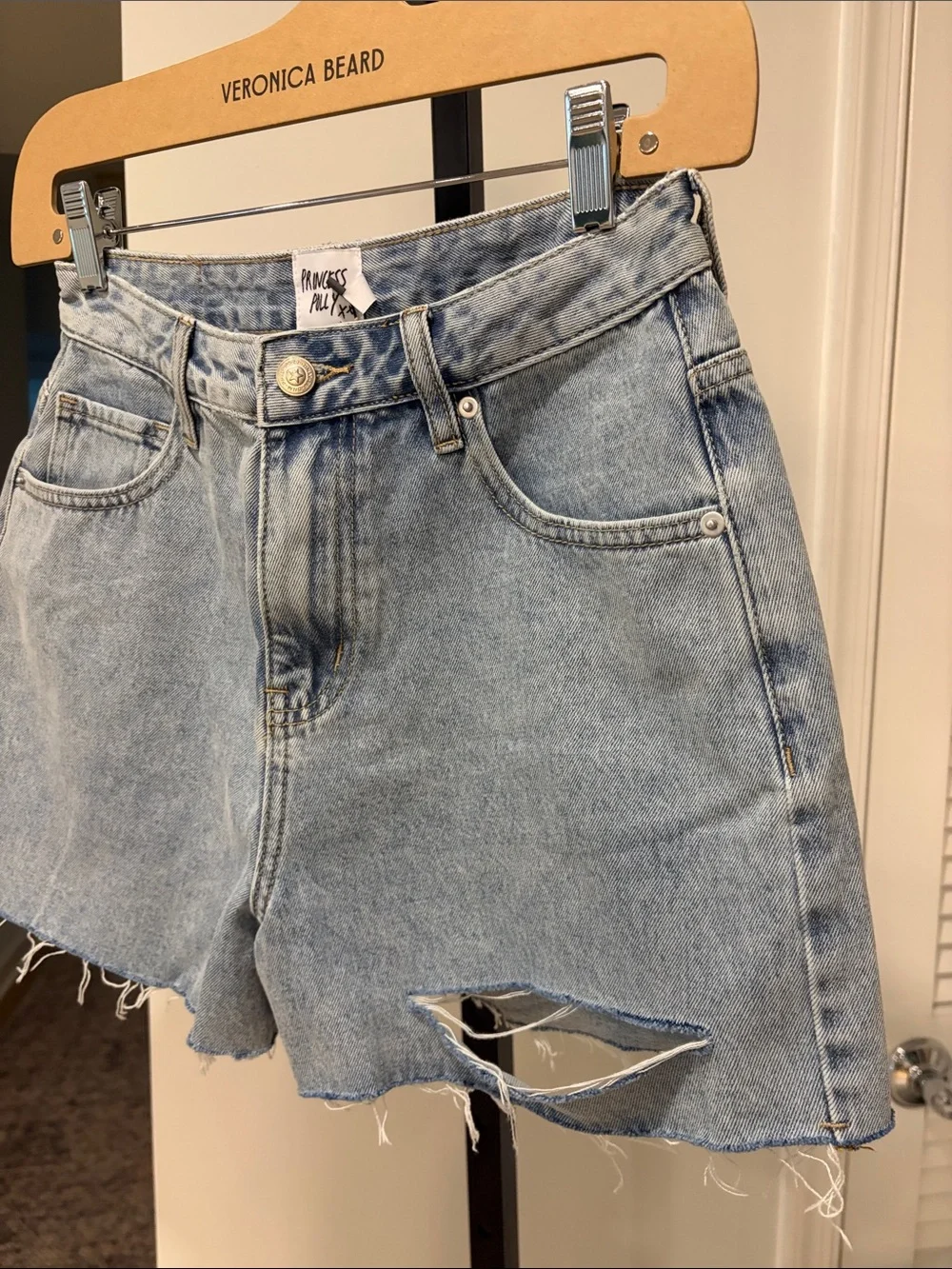 Princess Polly Camari Denim Shorts – Light Wash | Relaxed Slouchy Fit | US 4